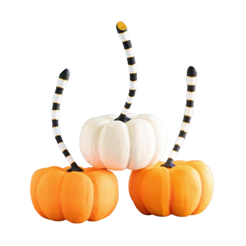 ORANGE & CREAM HANDMADE PAPER MACHE PUMPKIN DECOR BY GLITTERVILLE