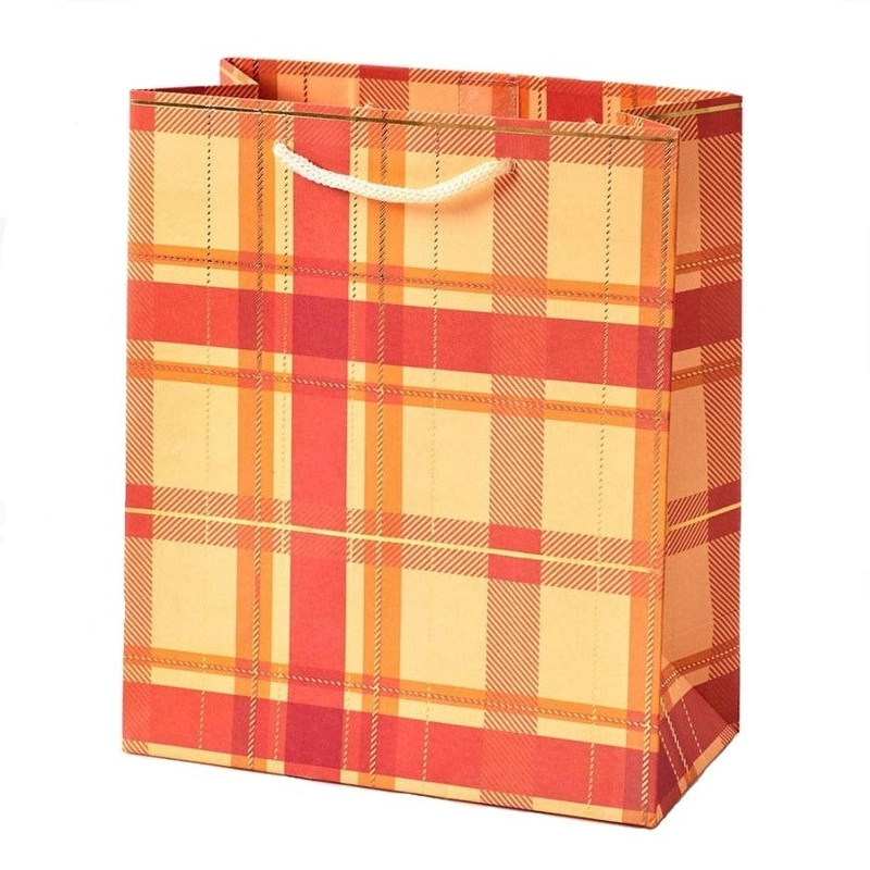 ORANGE PLAID GIFT BAG