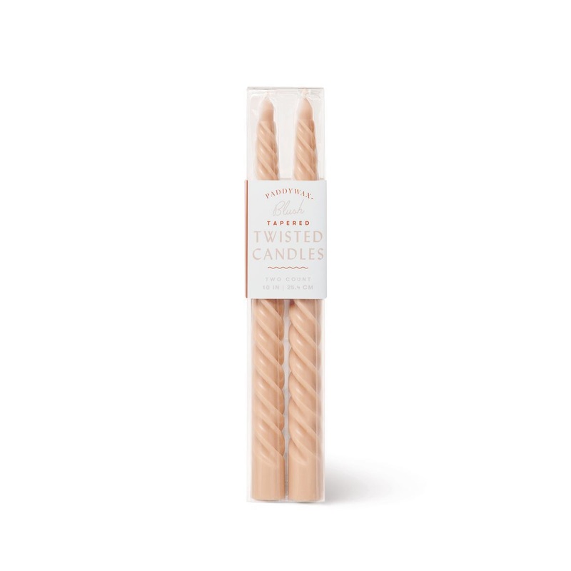 BLUSH TWISTED BOXED TAPER CANDLES