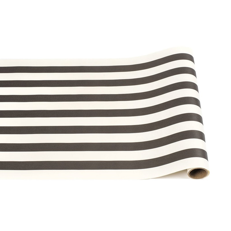 CLASSIC BLACK & WHITE STRIPE PAPER TABLE RUNNER