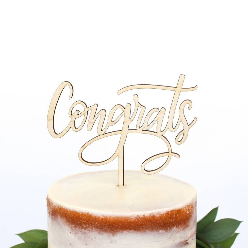 CONGRATS WOOD CAKE TOPPER