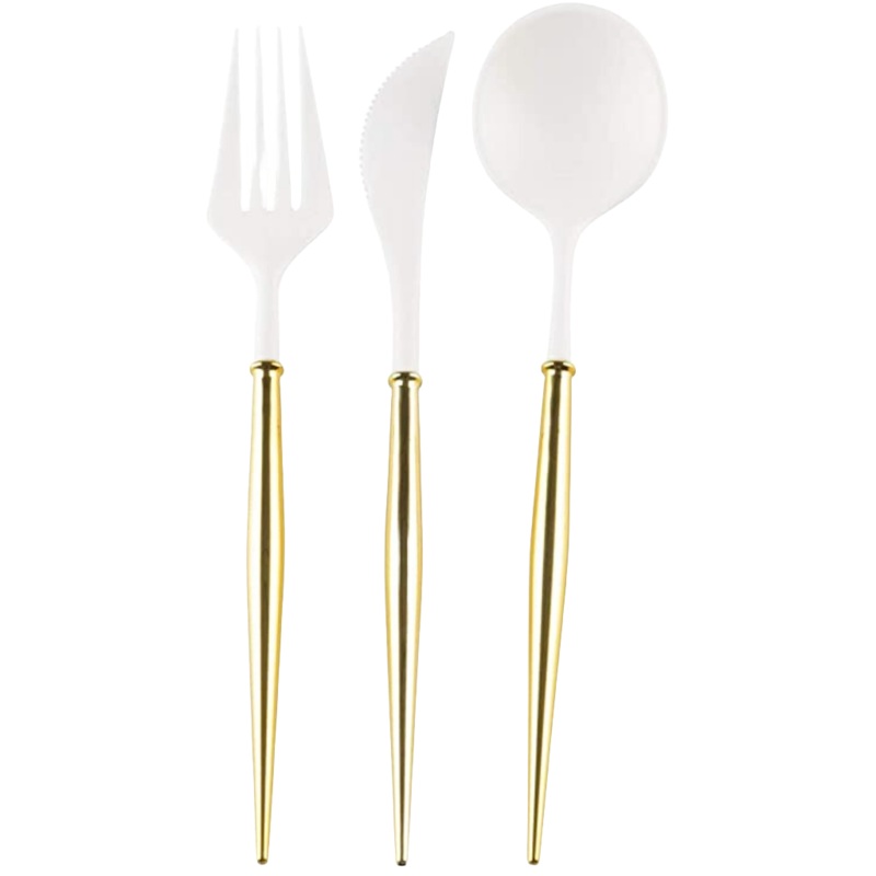 FANCY GOLD AND WHITE CUTLERY