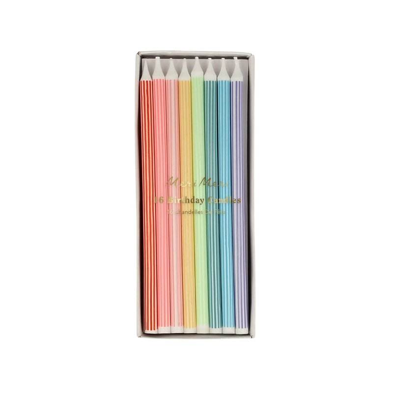 MIXED STRIPED BIRTHDAY CANDLES