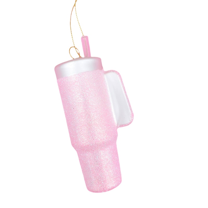 PINK GLITTER TUMBLER CHRISTMAS ORNAMENT