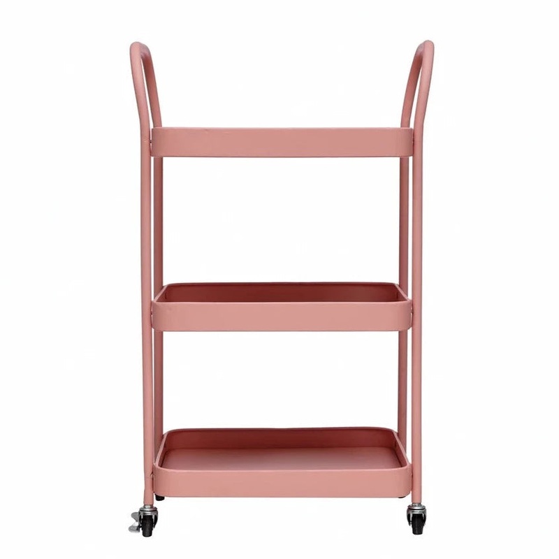 PINK METAL TIERED BAR CART