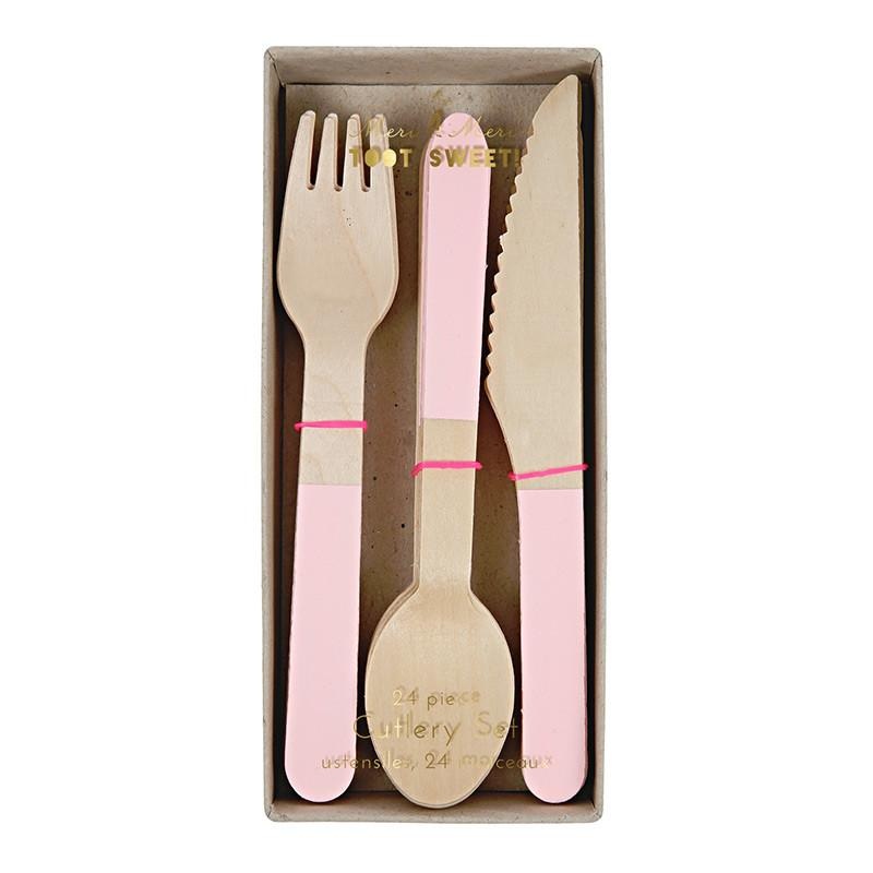PINK PASTEL WOODEN CUTLERY