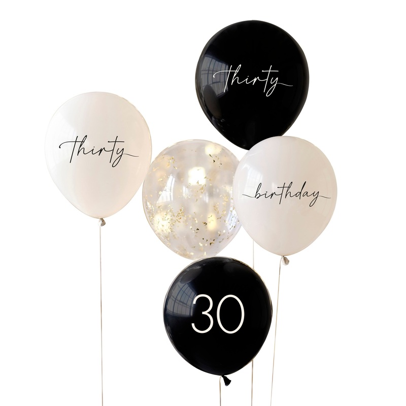 BLACK & NEUTRAL MILESTONE BIRTHDAY BALLOONS