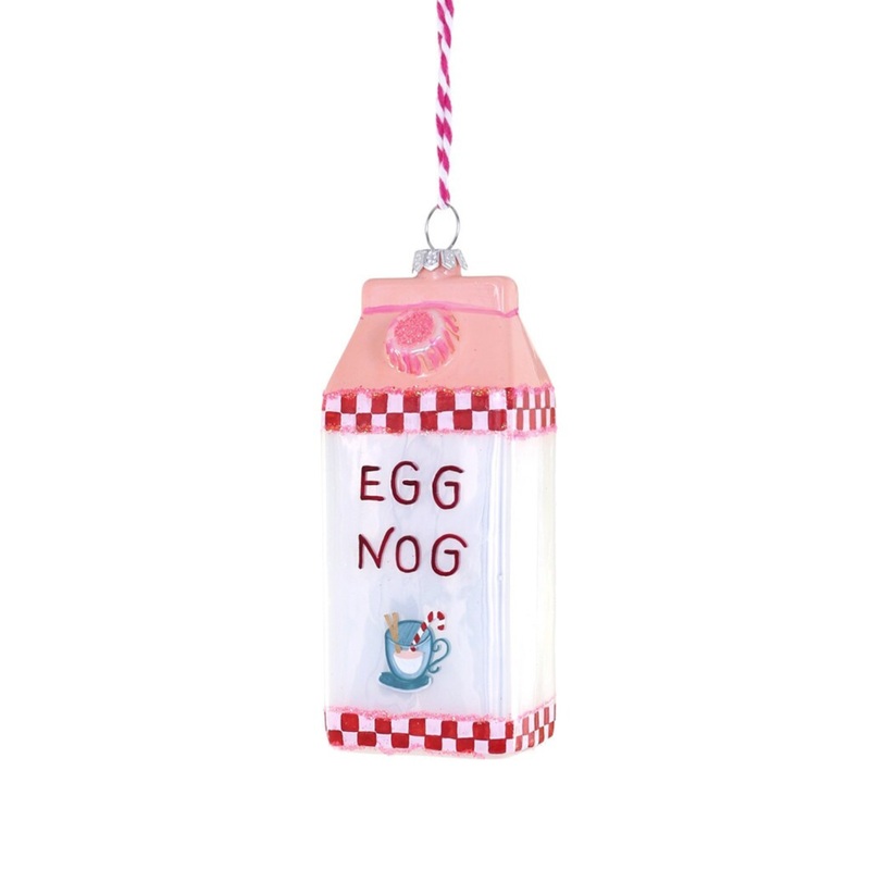 EGG NOG CARTON GLASS ORNAMENT BY CODY FOSTER