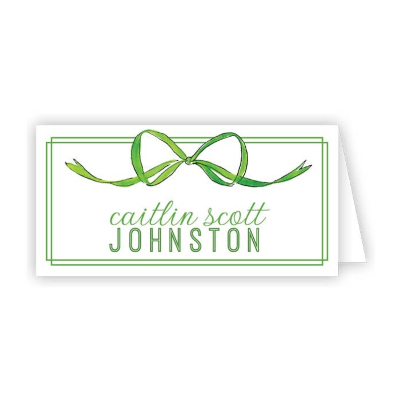 HANDPAINTED GREEN BOW PLACE CARDS