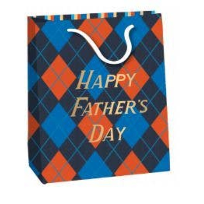 HAPPY FATHER'S DAY ARGYLE MEDIUM GIFT BAG