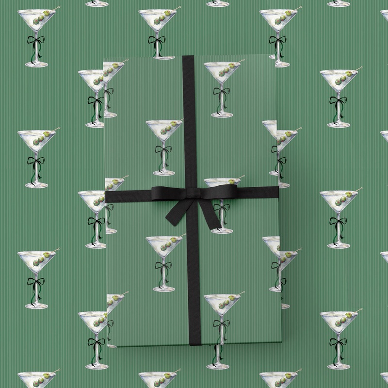 MARTINI & BOW WRAPPING PAPER SHEETS