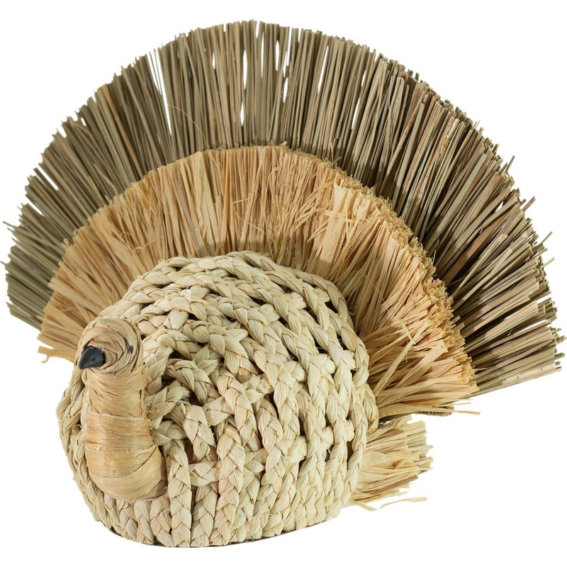 NATURAL WOVEN THANKSGIVING TURKEY DECORATION