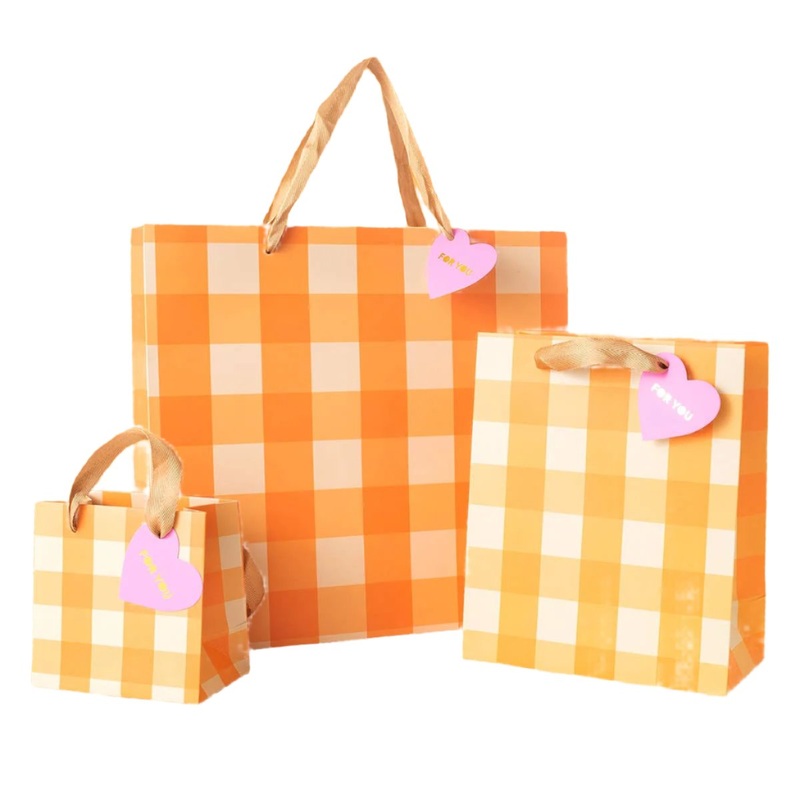ORANGE GINGHAM GIFT BAG