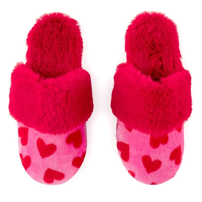 RED & PINK HEART SLIPPERS