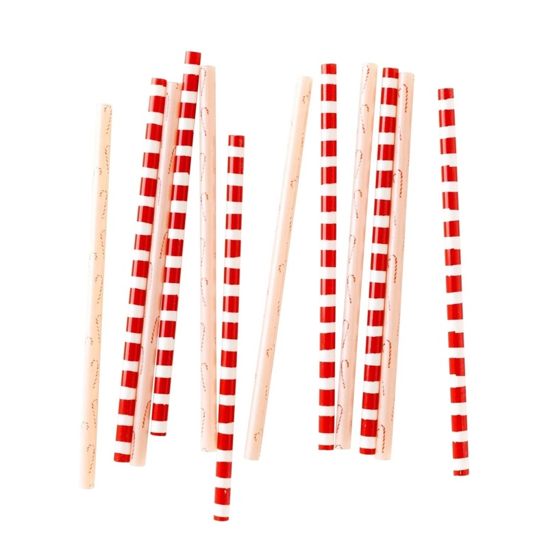 STRIPES & CANDY CANE REUSABLE STRAWS