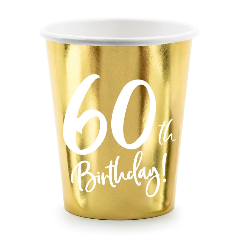60TH BIRTHDAY GOLD FOIL CUPS
