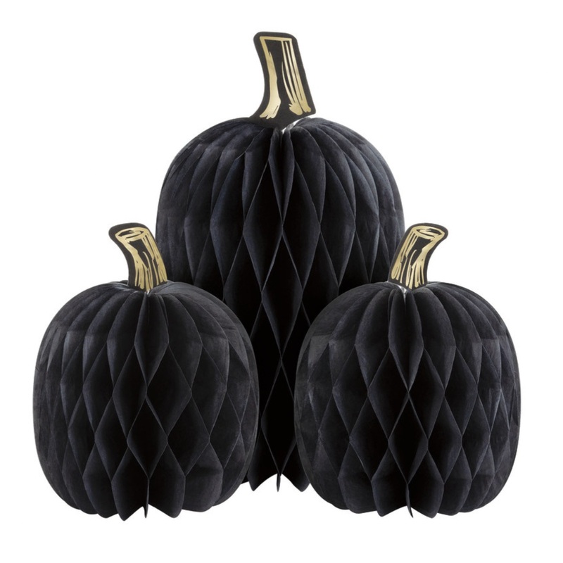 BLACK PUMPKIN HONEYCOMB DECORATIONS