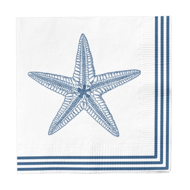 BLUE STARFISH NAUTICAL COCKTAIL NAPKINS