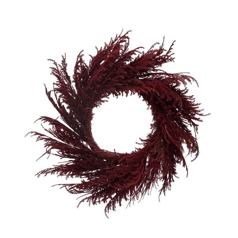 FAUX PAMPAS GRASS WREATH - BURGUNDY