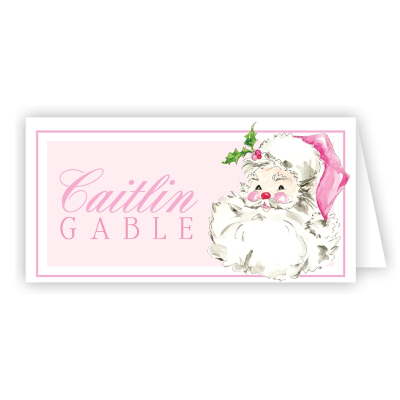 HANDPAINTED PINK SANTA PLACE CARDS