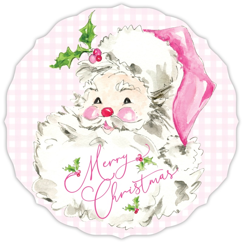 HANDPAINTED POSH PINK SANTA DIE-CUT PLACEMAT