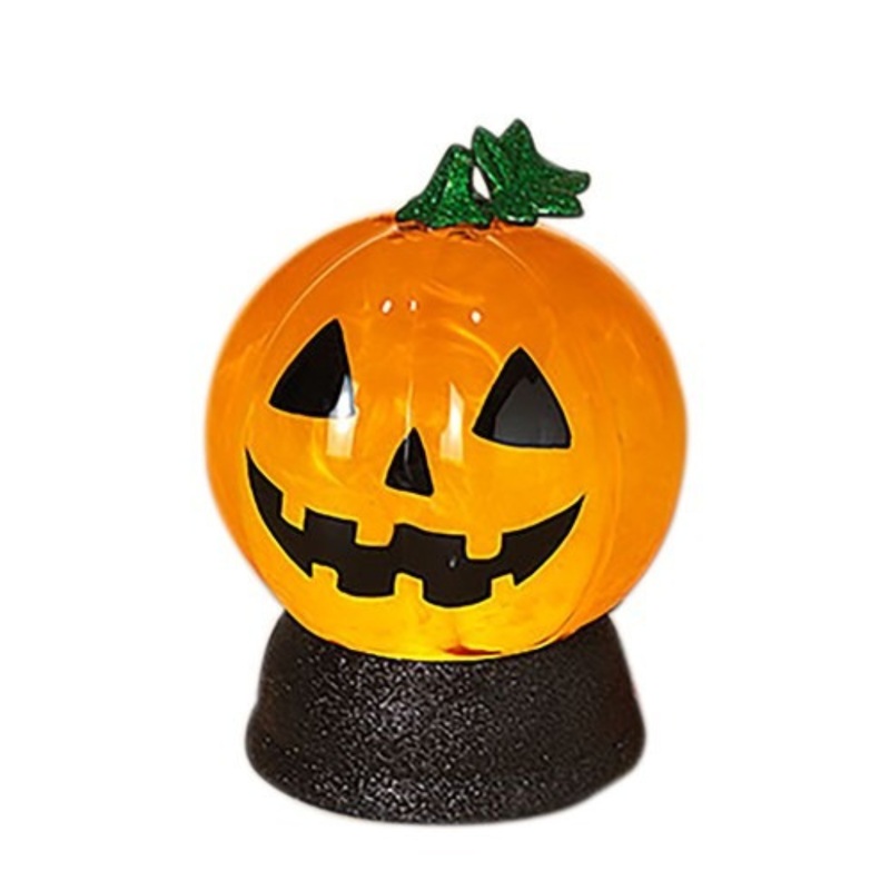 LIGHT-UP SPINNING ORANGE JACK-O-LANTERN WATER GLOBE