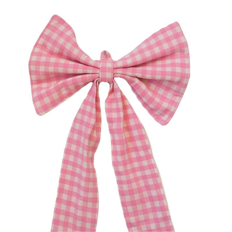 MINI GINGHAM PEONY FABRIC BOW