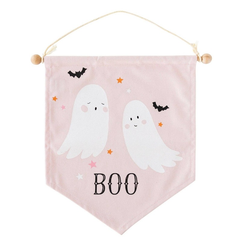 PINK GHOST BOO CANVAS BANNER
