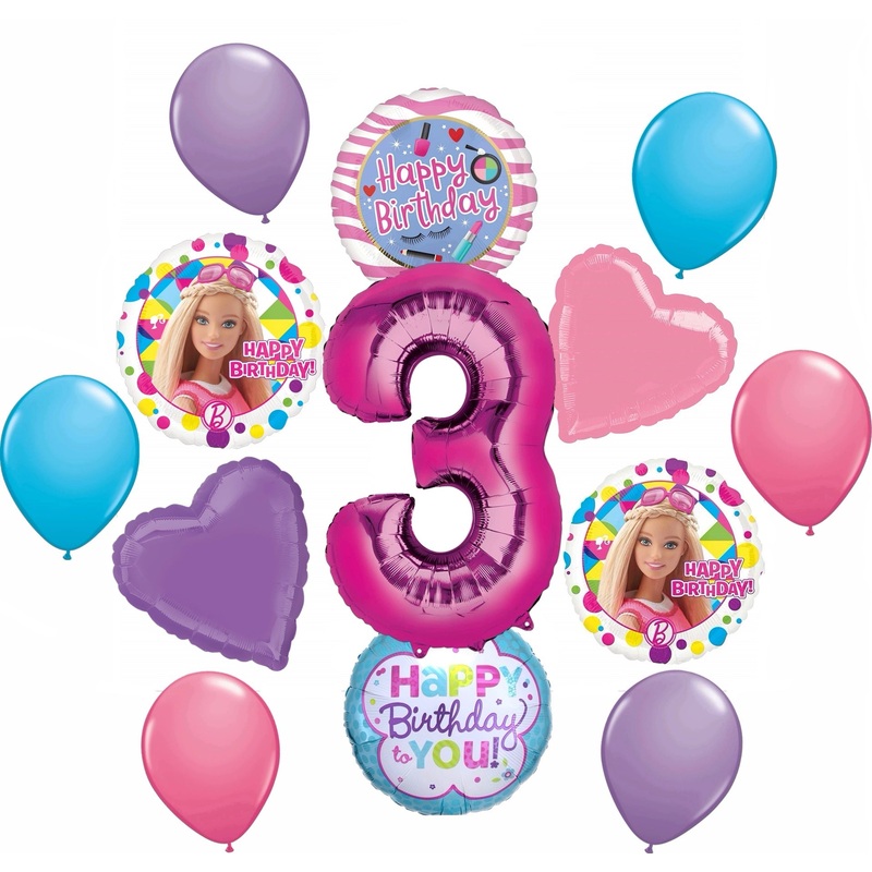 Barbie 3rd Birthday Party Supplies and Balloon Bouquet Decorations