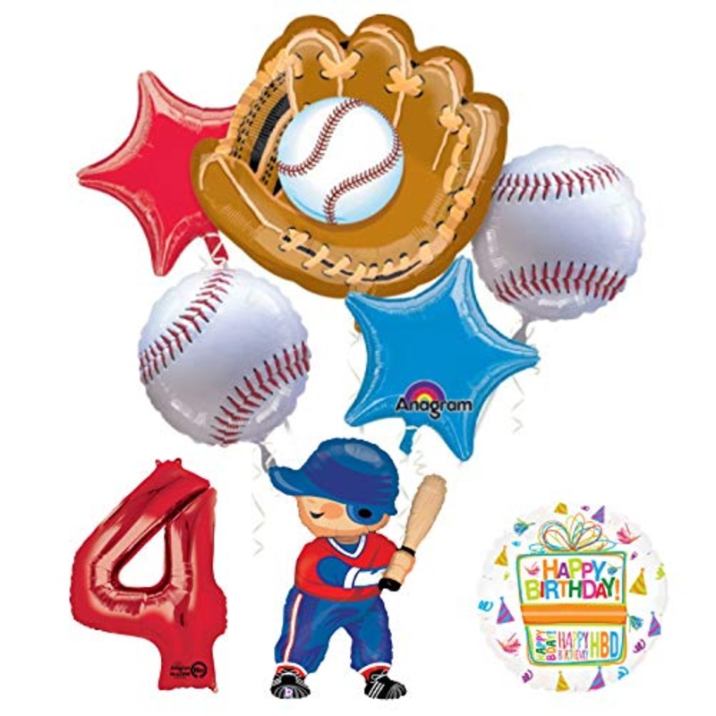 Baseball Player 4th Birthday Party Supplies Balloon Bouquet Decorations