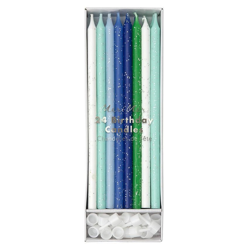 BLUE GLITTER BIRTHDAY CANDLES