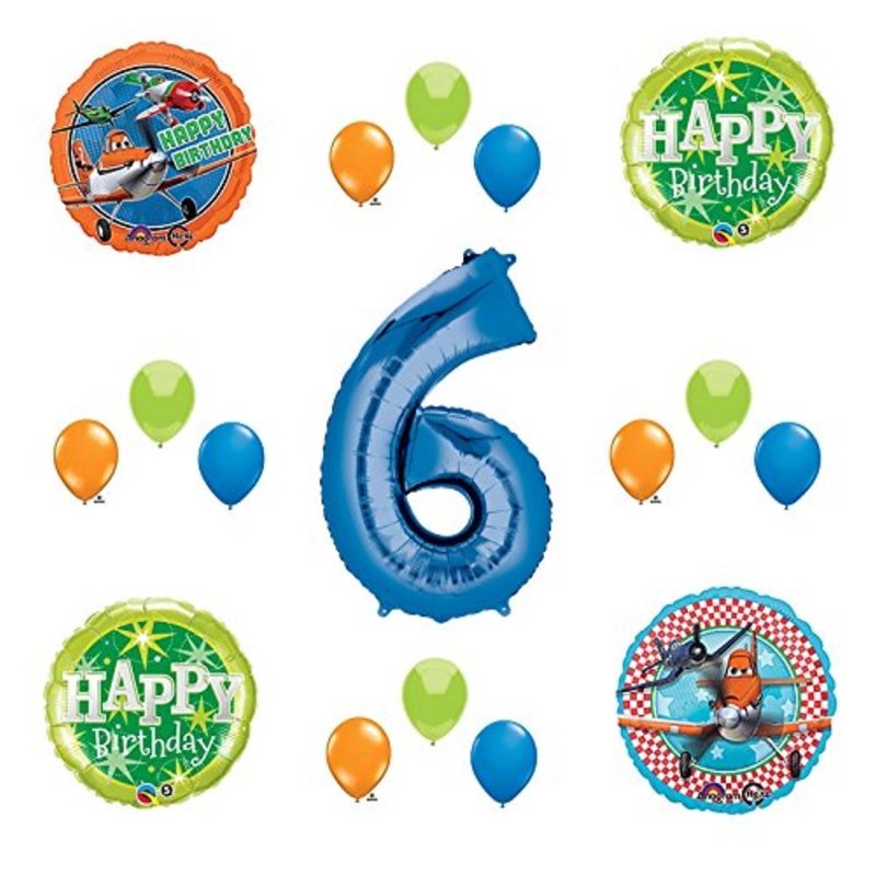Disney Planes Party Supplies 6th Birthday Balloon Bouquet Decorations (Blue 6)