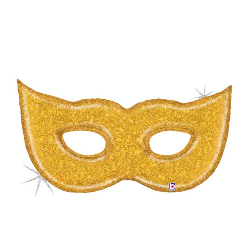 GOLD GLITTER MASK BALLOON