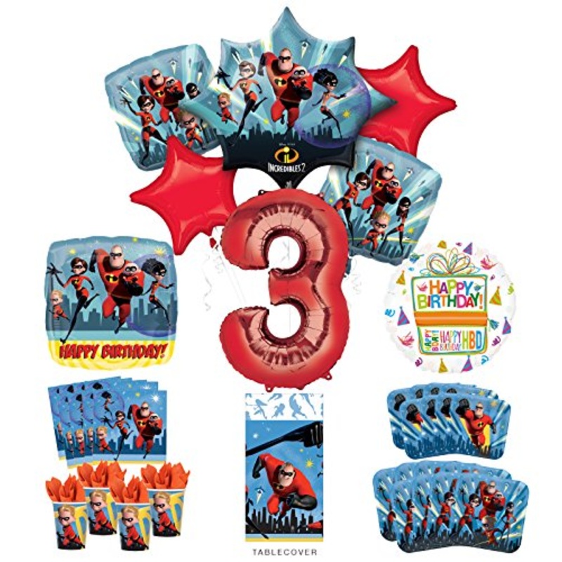 Incredibles Party Supplies 8 Guests 3rd Birthday Balloon Bouquet Decorations