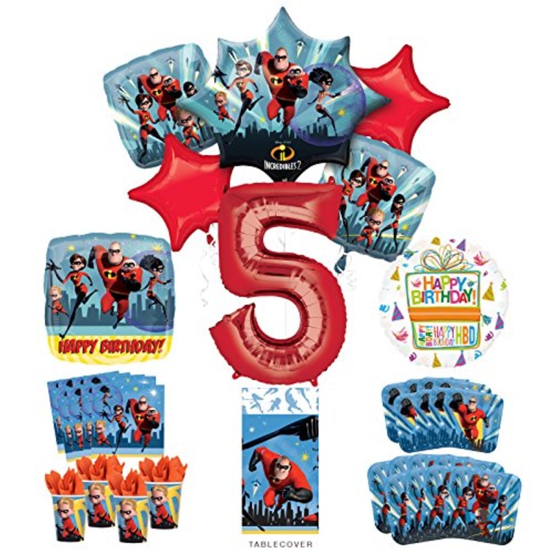 Incredibles Party Supplies 8 Guests 5th Birthday Balloon Bouquet Decorations