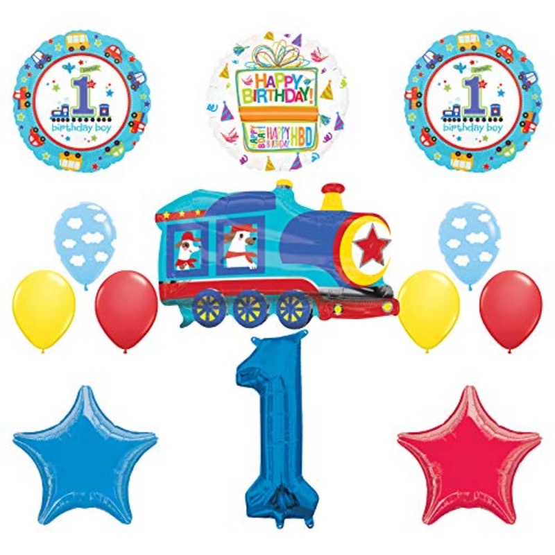 Mayflower Products All Aboard Boys 1st Birthday Party Supplies Balloon Bouquet Decoration