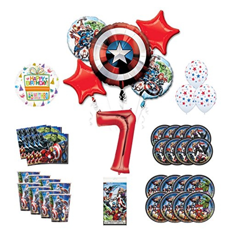 Mayflower Products Avengers 7th Birthday Party Supplies and 8 Guest Balloon Decoration Kit