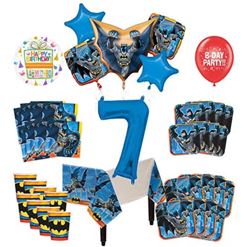 Mayflower Products Batman 7th Birthday Party Supplies and 8 Guest Balloon Decoration Kit