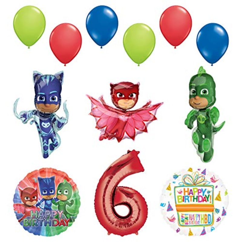 Mayflower Products PJ Masks 6th Birthday Party Supplies Catboy, Owlette and Gekko Balloon Decorations