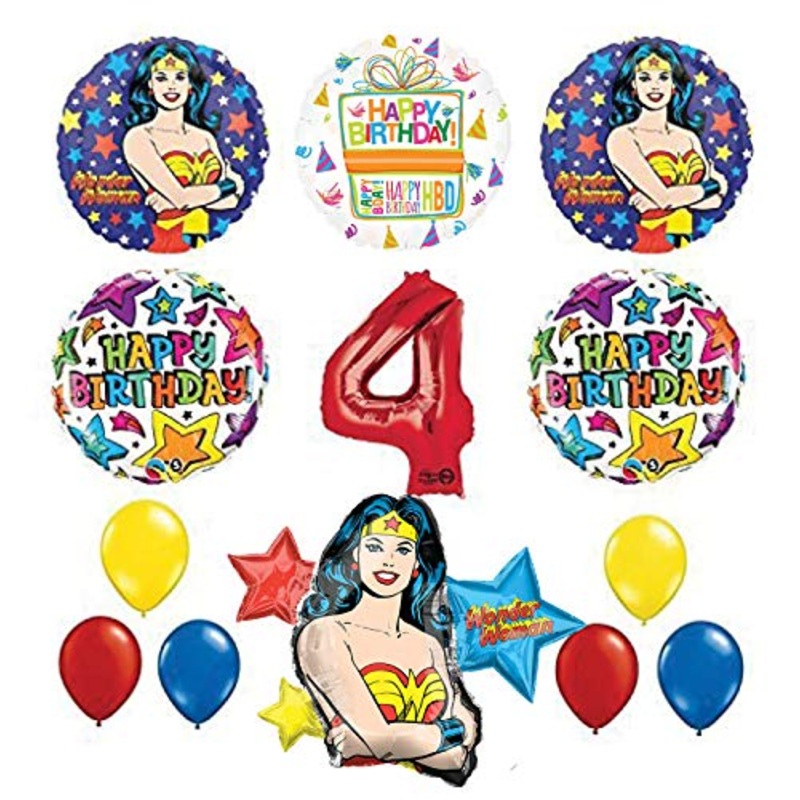 Mayflower Products Wonder Woman 4th Birthday Party Supplies and Balloon Decorations