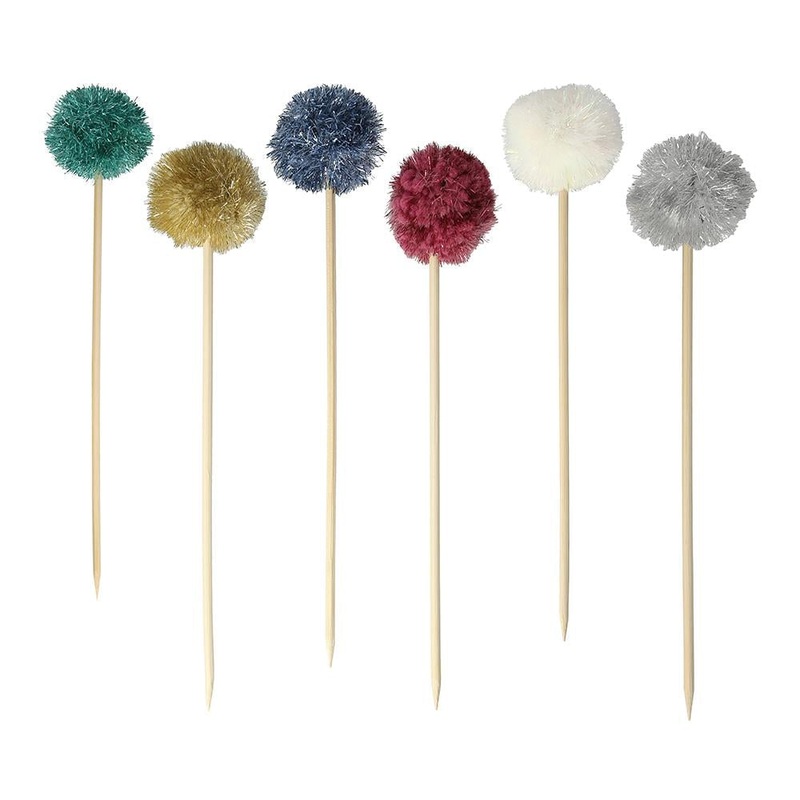 METALLIC POM POM CAKE TOPPERS