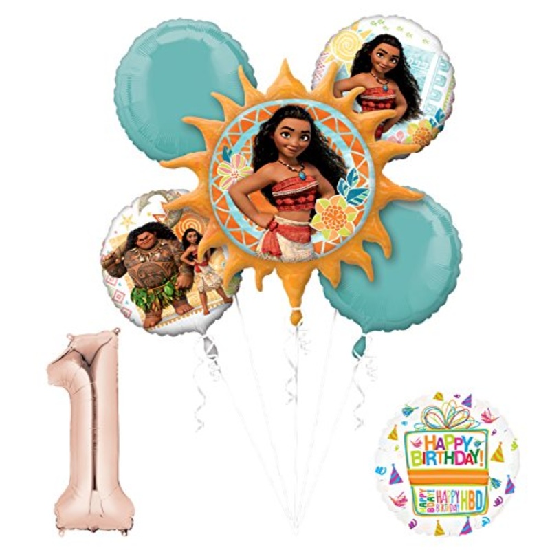 Moana 1st Birthday party Supplies and Princess Balloon Bouquet Decorations