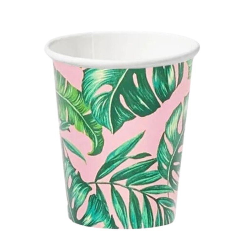 PINK PALM PAPER CUPS