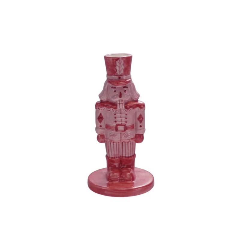 PINK & RED NUTCRACKER TAPER CANDLE HOLDER