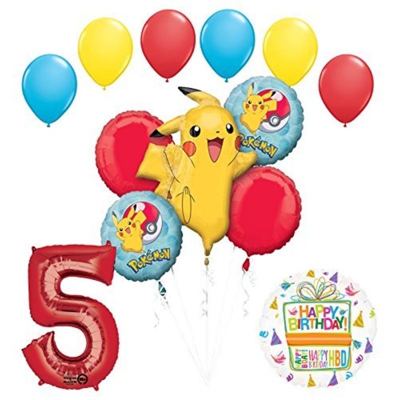 Pokemon 5th Birthday Party Supplies and Balloon Bouquet Decorations