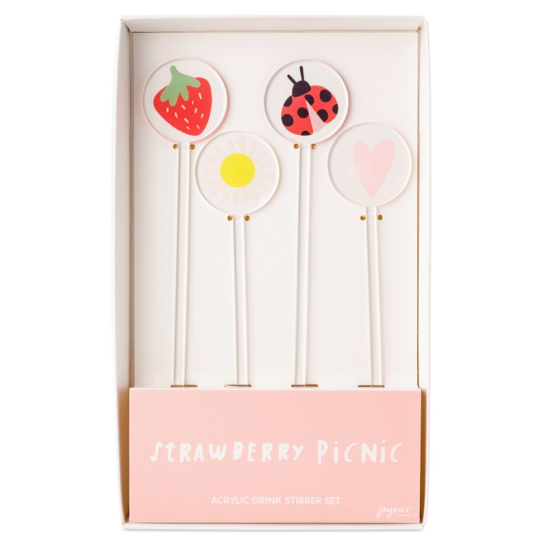 STRAWBERRY PICNIC ACRYLIC DRINK STIRRERS
