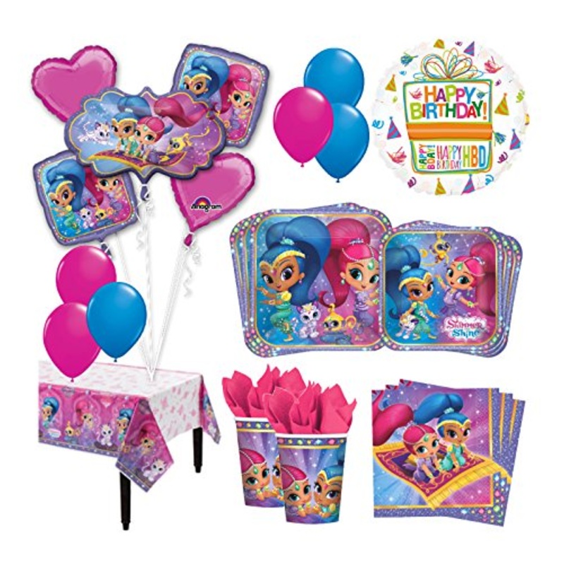 The Ultimate 16 Guest 94pc Shimmer and Shine Birthday Party Supplies and Balloon Decoration Kit