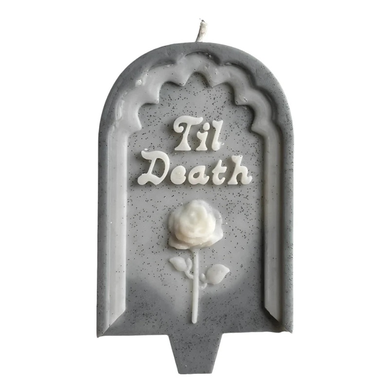 TIL DEATH TOMBSTONE CANDLE