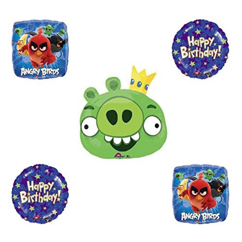 Angry Birds Green King Pig Birthday Balloon Bouquet Decoration supplies