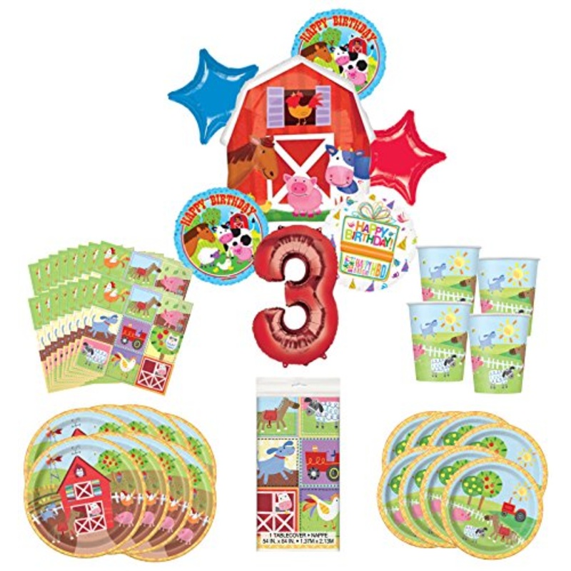 Barnyard Farm Party Supplies 8 Guests 3rd Birthday Balloon Bouquet Decorations